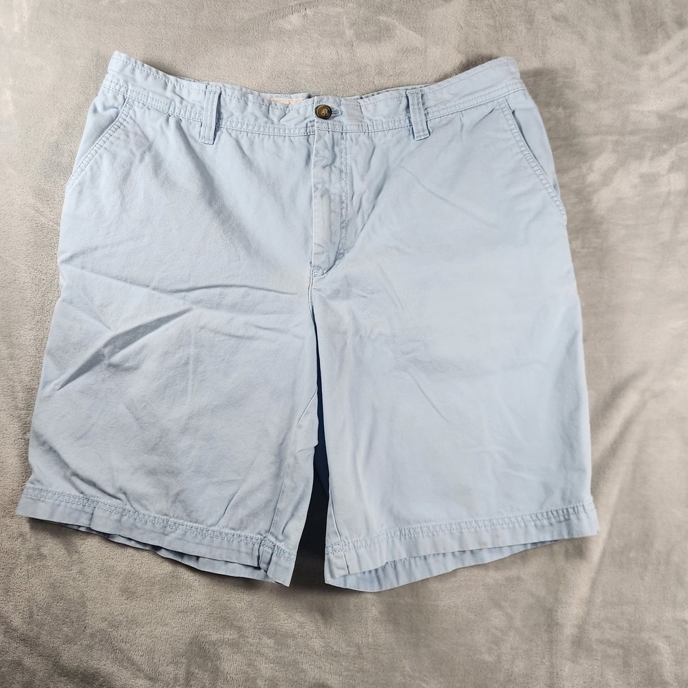 IZOD Saltwater Shorts Men 38 Light Blue Khaki Chino Flat Front Pocket Casual